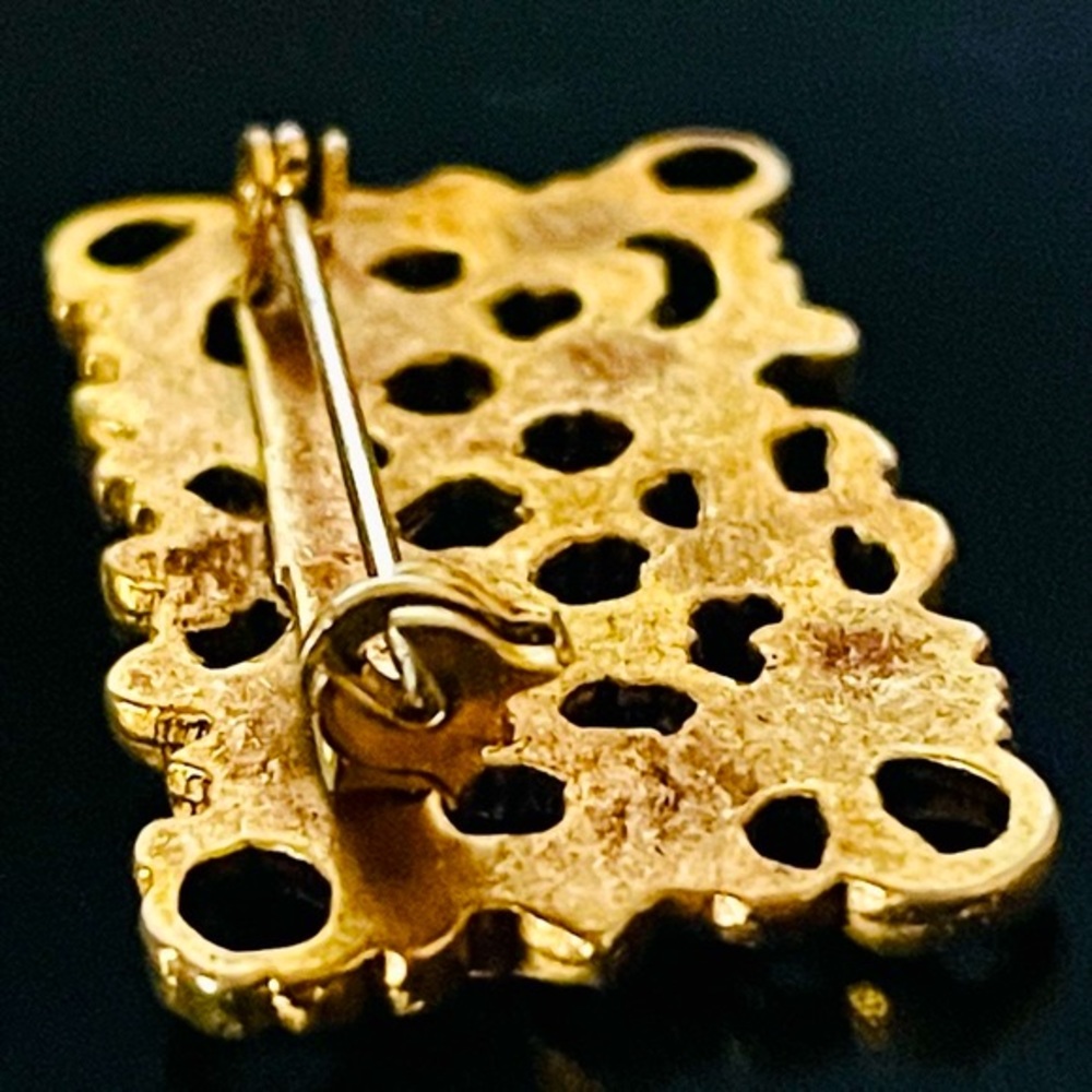 Vintage Gold Cutout Art Nouveau Style Brooch - Picture 5 of 6
